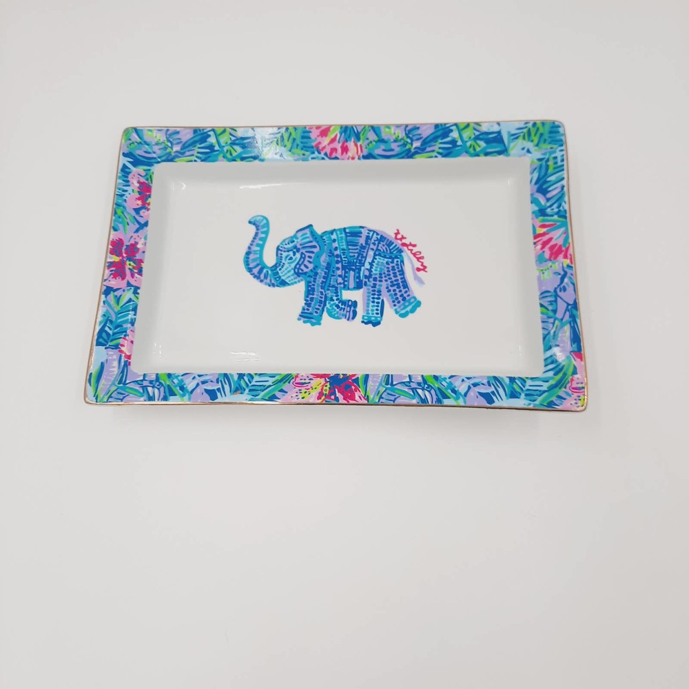 Lilly Pulitzer Modernist Ceramic Elephant Tray Dish 9.25”L x 5”